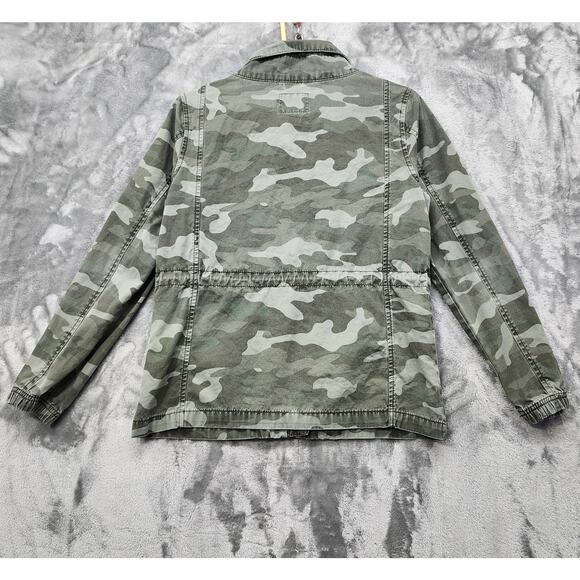 Old Navy Jacket Womens S Green Camo Cotton Full Zip Drawstring Field Outdoors - Picture 2 of 8